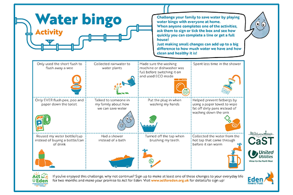 Water bingo worksheet cover
